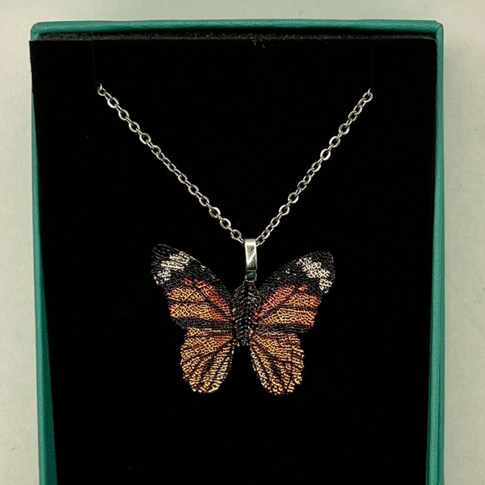 Dainty Butterfly Necklace colorful Butterfly on 20 in stainless steel